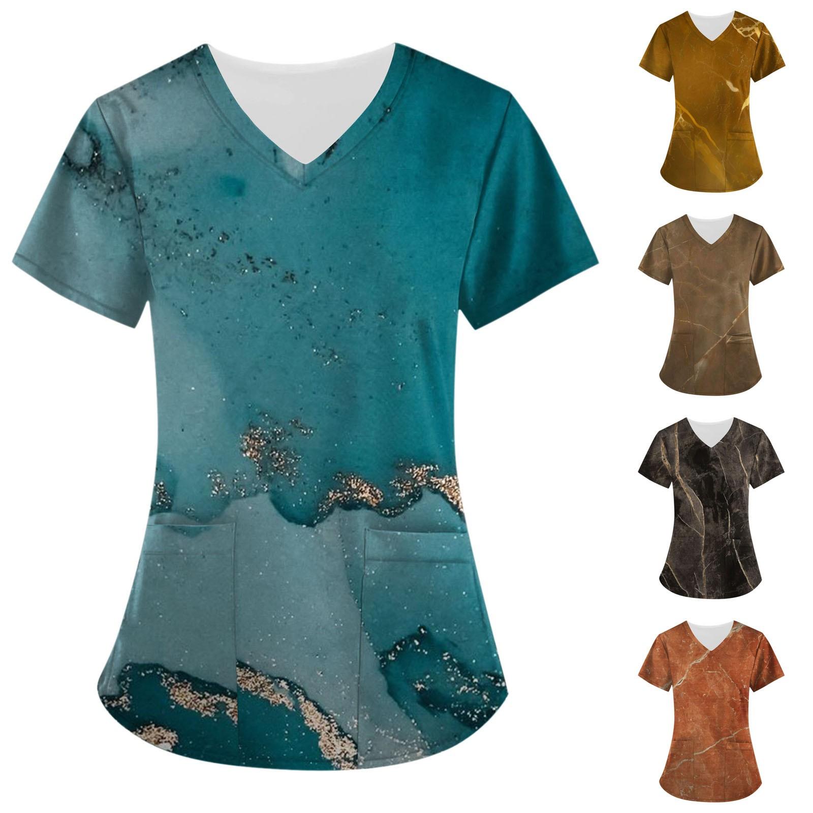 Женские топы с короткими рукавами и v-образным вырезом с принтом, рабочая форма, карманная блузка
Женские топы с короткими рукавами и v-образным вырезом с принтом, рабочая форма, карманная блузка