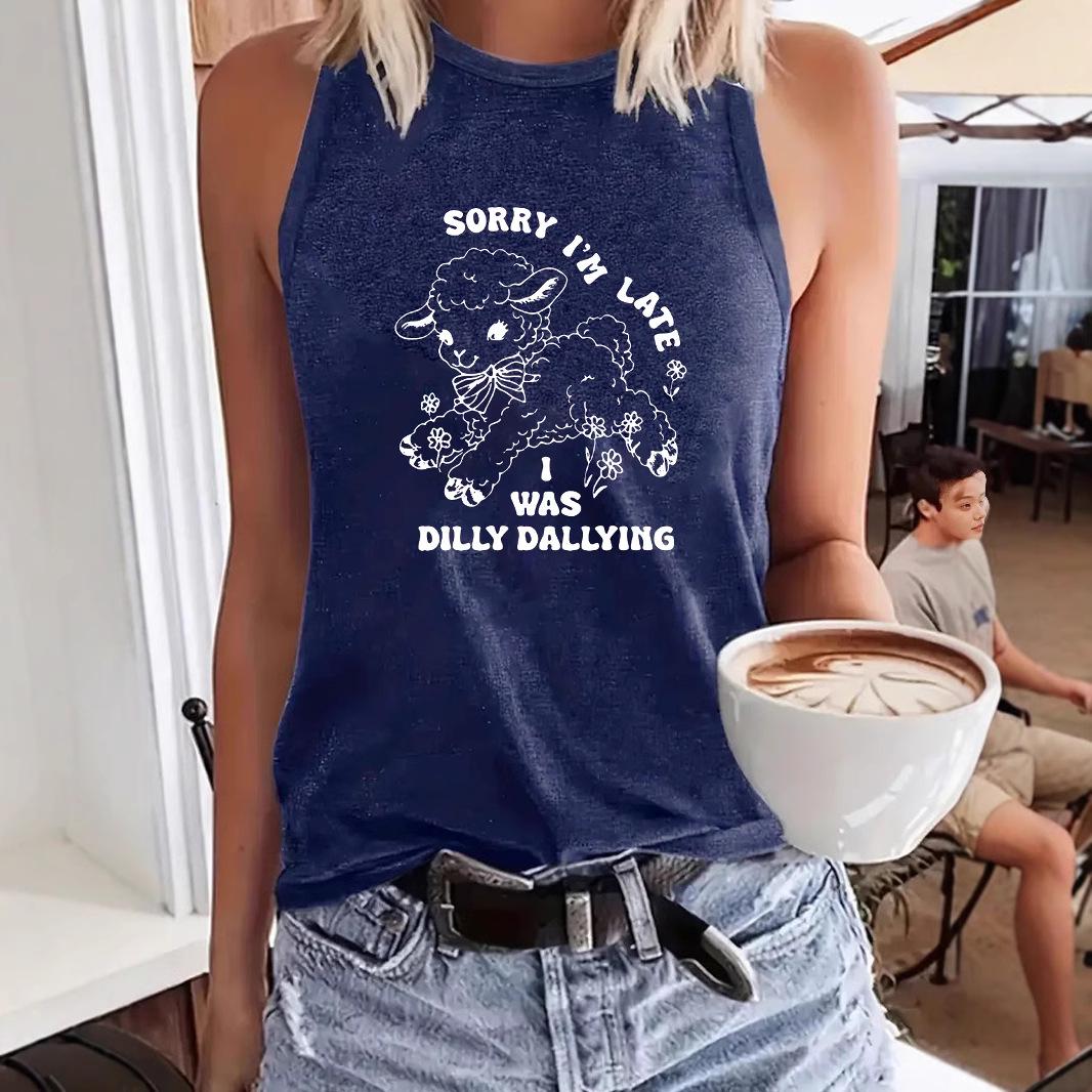 Temu Sleeveless Sheep Pattern Tank Top - Comfortable Summer Women s T-Shirt Medium темно-синього кольору
Temu Sleeveless Sheep Pattern Tank Top - Comfortable Summer Women s T-Shirt Medium темно-синього кольору