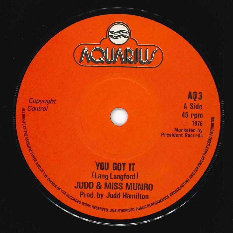 7inch Record JUDD HAMILTON You Got It AQ3 Aquarius 1976 UK Rock Used
7inch Record JUDD HAMILTON You Got It AQ3 Aquarius 1976 UK Rock Used
