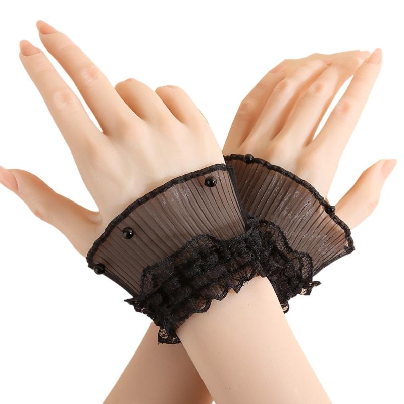 Рукава с оборками, отделкой из кружева и бусин, декоративные манжеты, накладные рукава для женщин, девушек, для повседневной носки чёрный
Рукава с оборками, отделкой из кружева и бусин, декоративные манжеты, накладные рукава для женщин, девушек, для повседневной носки чёрный