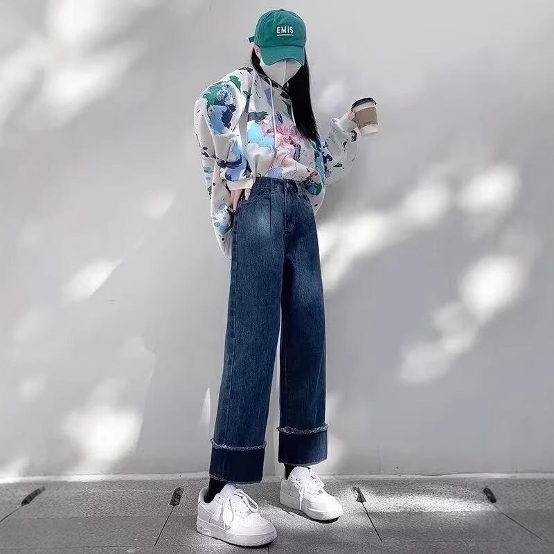 High-Waisted Wide-Leg Jeans - Women s Loose Fit, Slimming, Hong Kong Style, Spring/Autumn, Rolled-Up, Straight-Leg Pants. X-Large
High-Waisted Wide-Leg Jeans - Women s Loose Fit, Slimming, Hong Kong Style, Spring/Autumn, Rolled-Up, Straight-Leg Pants. X-Large