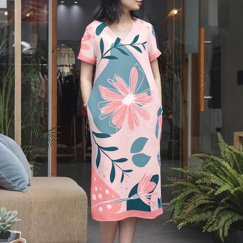 ZANZEA Женское летнее платье с V-образным вырезом, короткими рукавами и повседневным принтом 4XL розовый
ZANZEA Женское летнее платье с V-образным вырезом, короткими рукавами и повседневным принтом 4XL розовый