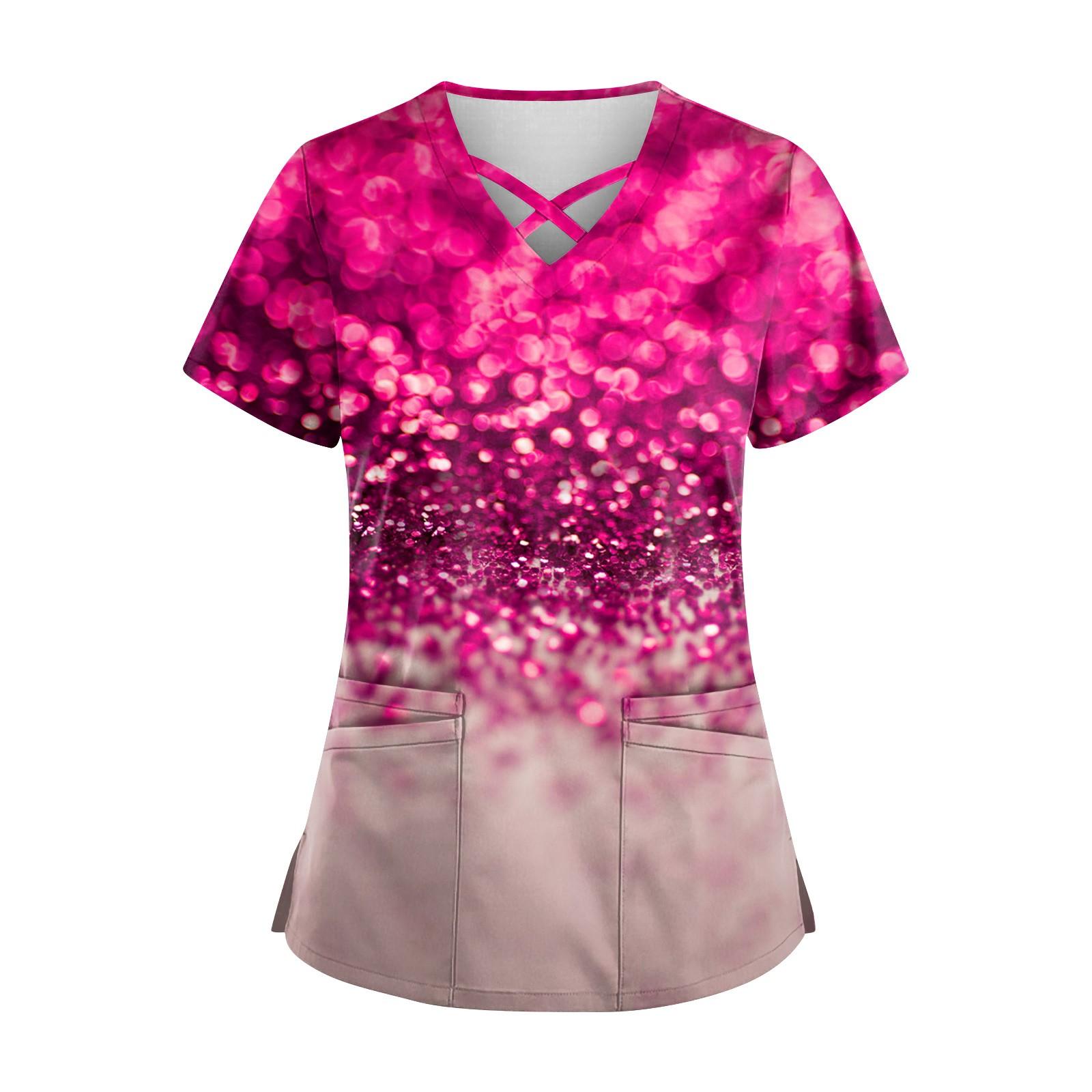 Жіноча уніформа доглядальниці з кишеньковою сорочкою з хрестовим V-подібним вирізом і блискітками з короткими рукавами і V-подібним вирізом Уніформа доглядальниці з принтом XXXXL гарячі рожевого кольору
Жіноча уніформа доглядальниці з кишеньковою сорочкою з хрестовим V-подібним вирізом і блискітками з короткими рукавами і V-подібним вирізом Уніформа доглядальниці з принтом XXXXL гарячі рожевого кольору