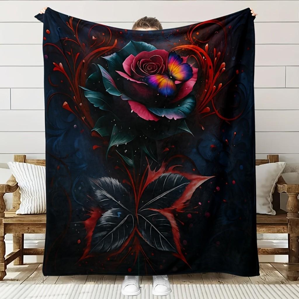 Bohemian rose butterfly pattern Flannel printed blanket suitable for all seasons suitable for living room office sofa and travel 75x90cm
Bohemian rose butterfly pattern Flannel printed blanket suitable for all seasons suitable for living room office sofa and travel 75x90cm