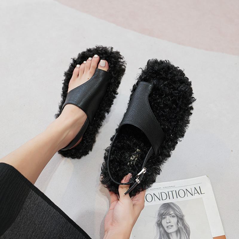 Fashion Clip Toe Leather patchwork fur sandals women designer back strap winter shoes cozy fur padded sandalias mujer big size 41-43 4.5
Fashion Clip Toe Leather patchwork fur sandals women designer back strap winter shoes cozy fur padded sandalias mujer big size 41-43 4.5