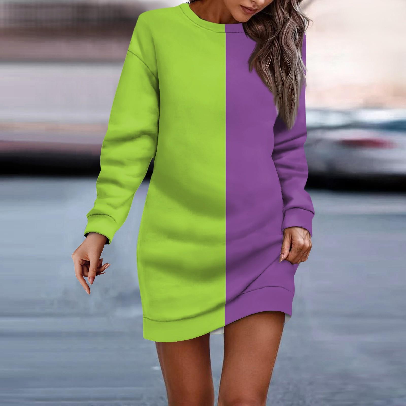 Женское платье-свитер с круглым вырезом и полосатым рисунком, длинными рукавами и бедрами XL фиолетовый
Женское платье-свитер с круглым вырезом и полосатым рисунком, длинными рукавами и бедрами XL фиолетовый