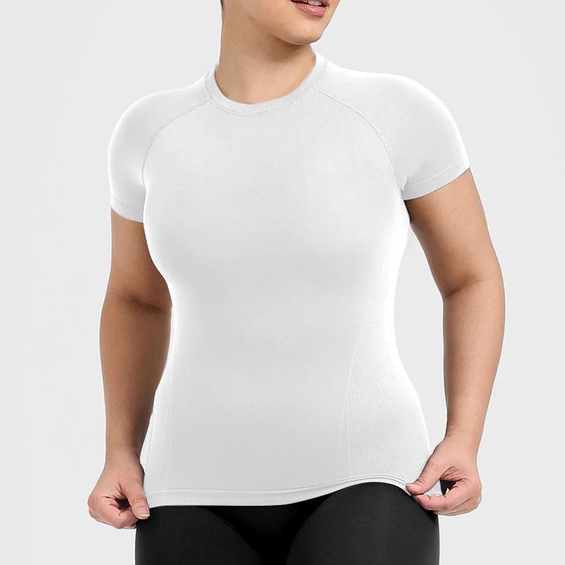 Женский бесшовный топ для йоги с коротким рукавом большого размера - Дышащий, приятный к коже, высокая эластичность Medium белый
Женский бесшовный топ для йоги с коротким рукавом большого размера - Дышащий, приятный к коже, высокая эластичность Medium белый