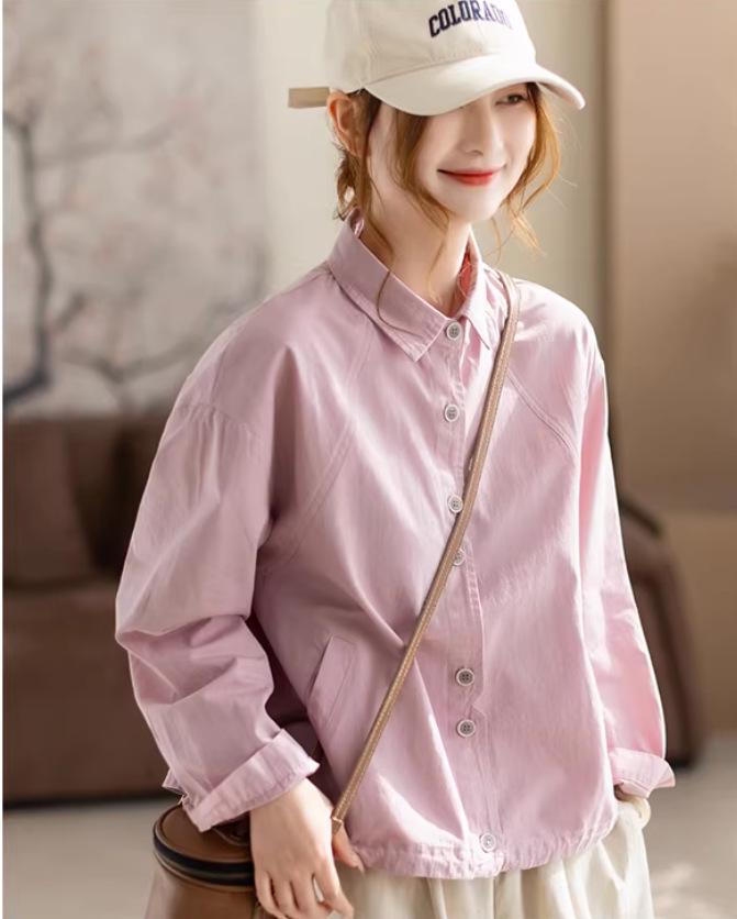 2026 Spring Solid Color Long Sleeve Shirt: Artistic Lapel, Single-Breasted with Drawstring Hem, Slimming Fit One Size
2026 Spring Solid Color Long Sleeve Shirt: Artistic Lapel, Single-Breasted with Drawstring Hem, Slimming Fit One Size