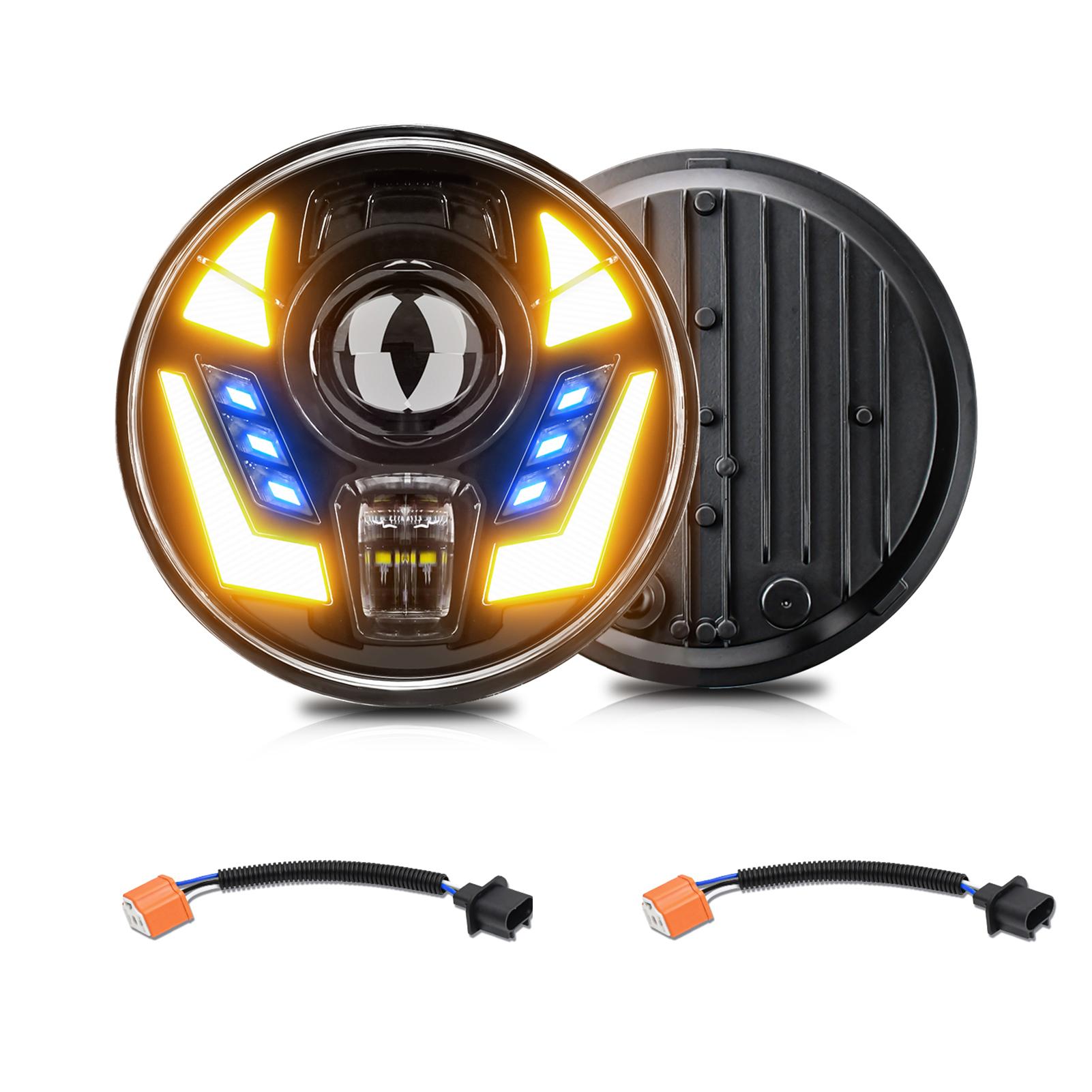 7-дюймовые светодиодные фары, водонепроницаемые круглые фары с дальним и ближним светом, замена указателя поворота DRL чёрный