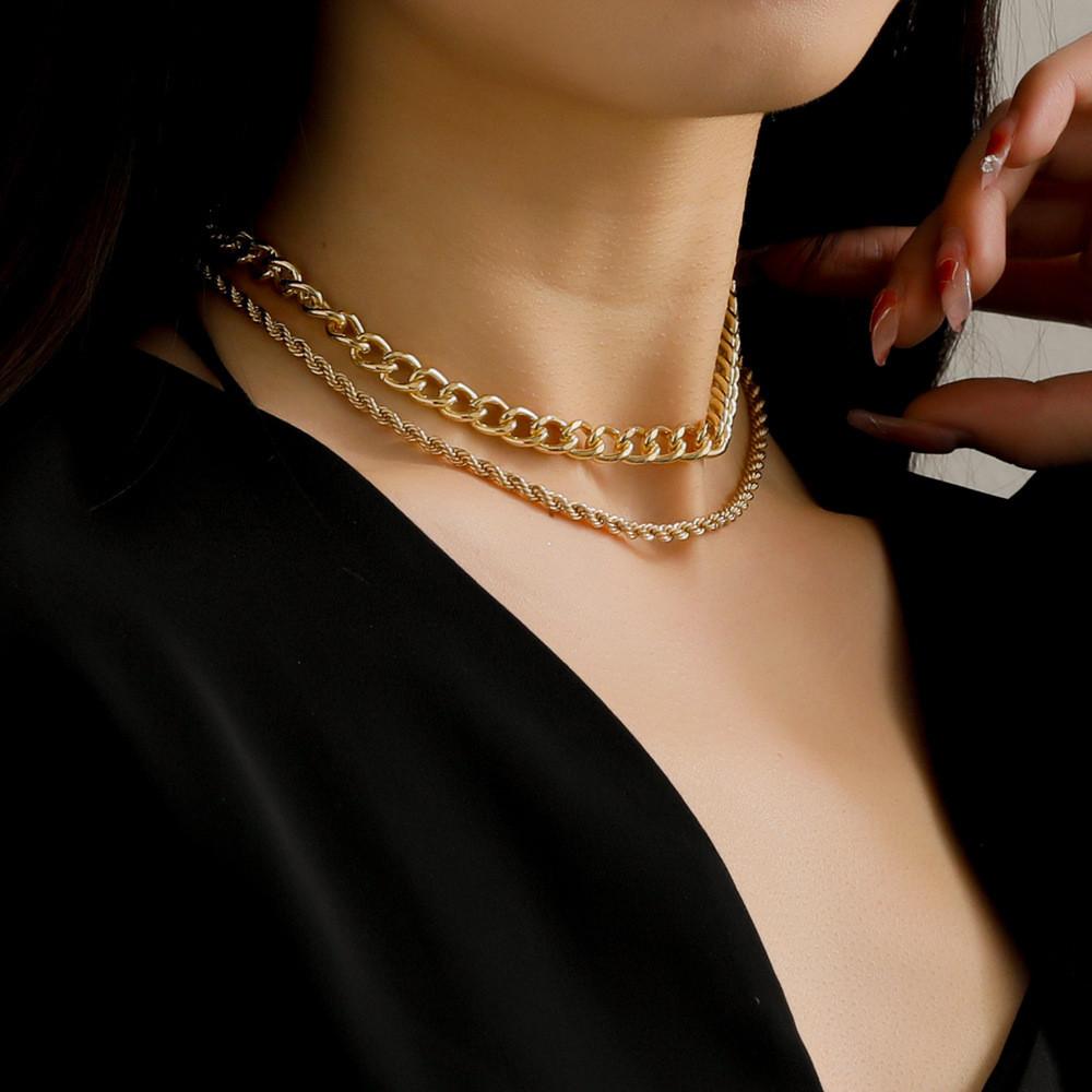 Fashionable Double Layer Chain Necklace For Women Chic Alloy Design For Street Style
Fashionable Double Layer Chain Necklace For Women Chic Alloy Design For Street Style