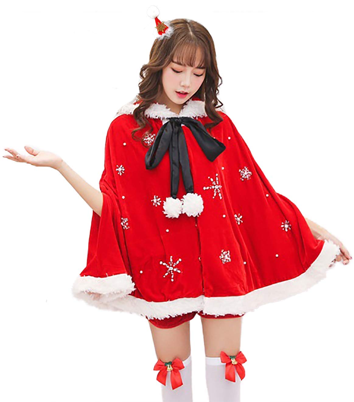 Milky Time Santa Costume Set with Hooded Snowflake Print 4-Piece Poncho,
Milky Time Santa Costume Set with Hooded Snowflake Print 4-Piece Poncho,