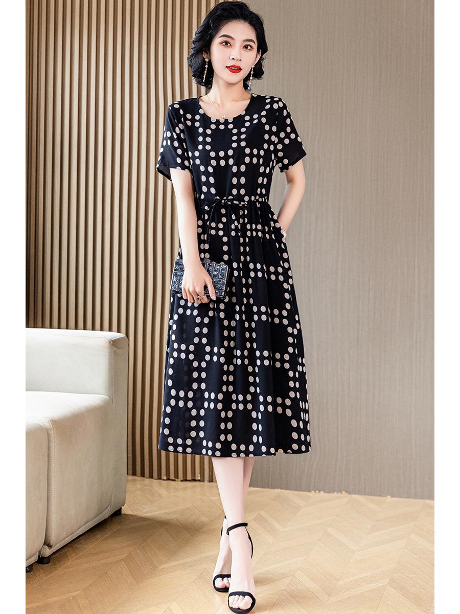 Floral Cotton-Silk Over-Knee Pocket Dress: Summer Waist-Slimming Plus Size for Middle-Aged Women 4XL (145-160 jin)
Floral Cotton-Silk Over-Knee Pocket Dress: Summer Waist-Slimming Plus Size for Middle-Aged Women 4XL (145-160 jin)