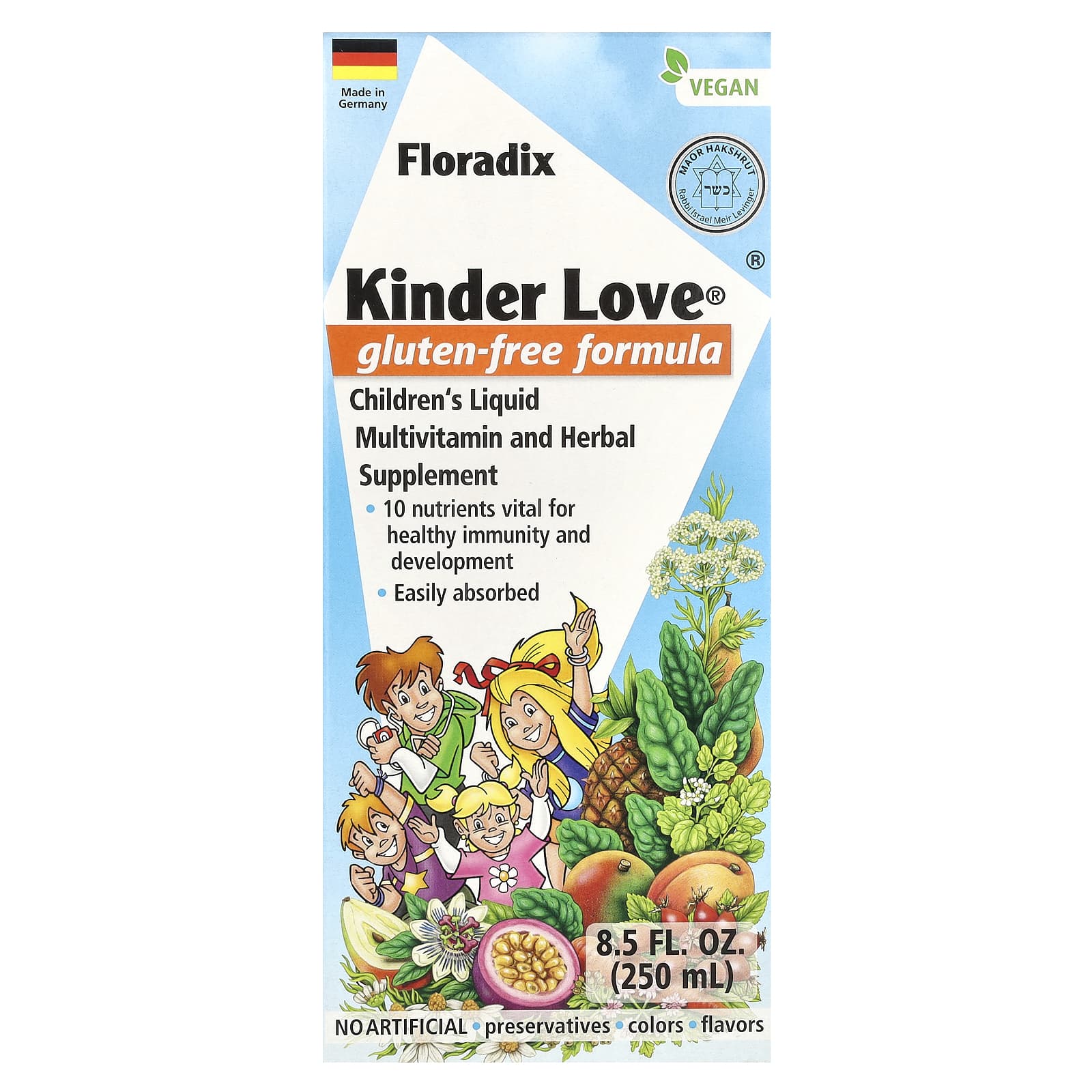 Floradix, Флорадикс, Kinder Love, Дитячий рідкий мультивітамін та трав яна добавка, Без глютену, 8,5 рідких унцій (250 мл)
Floradix, Флорадикс, Kinder Love, Дитячий рідкий мультивітамін та трав яна добавка, Без глютену, 8,5 рідких унцій (250 мл)
