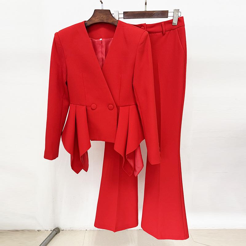 High Street Fashion 2026 Ruffled Slim Fit Jacket & Flared Pants Two-Piece Set Small червоний
High Street Fashion 2026 Ruffled Slim Fit Jacket & Flared Pants Two-Piece Set Small червоний
