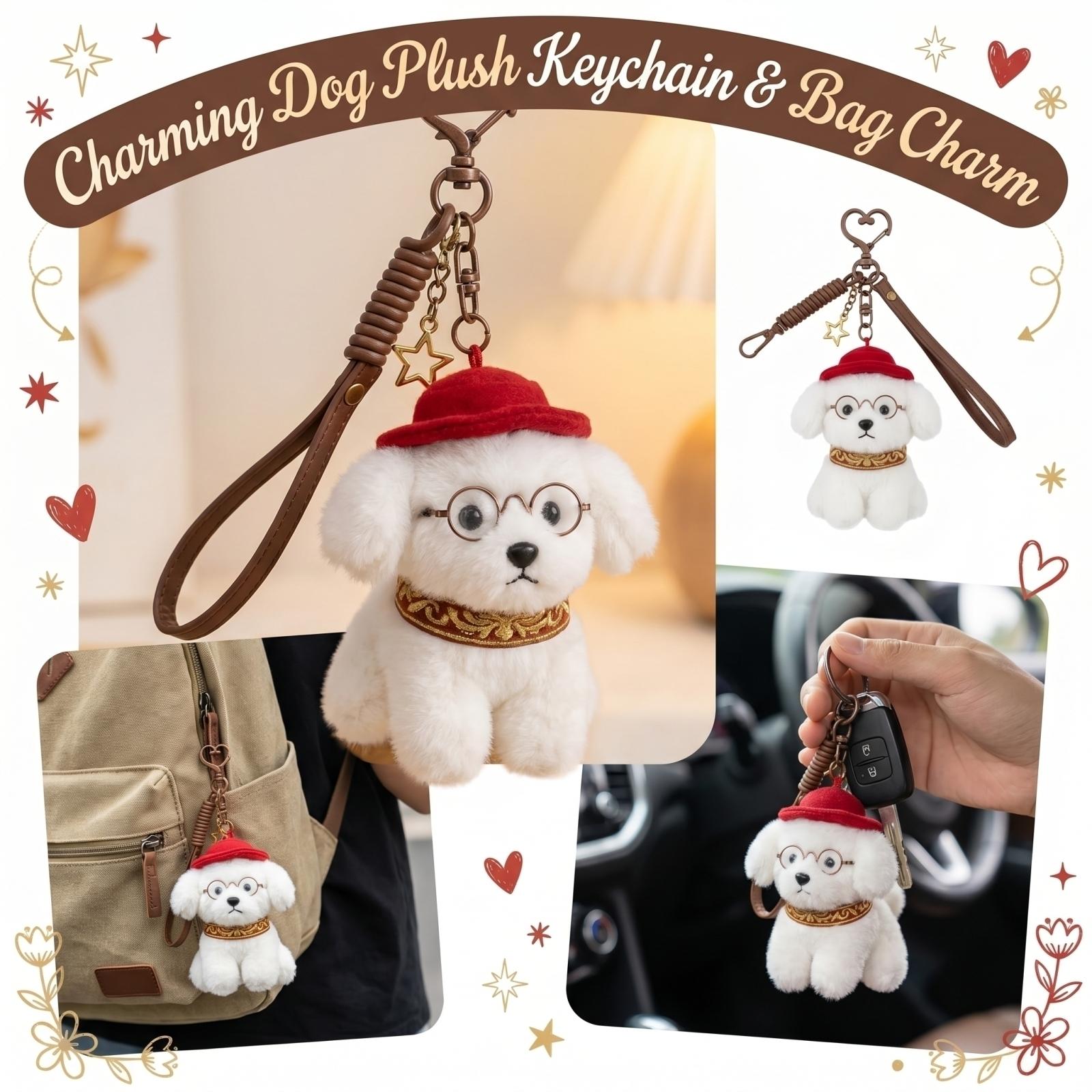Cute Glasses Puppy Backpack Pendant Plush Doll Car Keychain Toy Gift For Girlfriend Or Student One Size
Cute Glasses Puppy Backpack Pendant Plush Doll Car Keychain Toy Gift For Girlfriend Or Student One Size