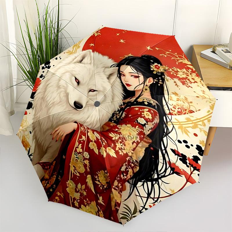 Wolf, Kimono Themed Automatic Opening and Closing Umbrella, Brightly Colored 8-rib Portable Umbrella, Suitable for Men and Women, A Perfect
Wolf, Kimono Themed Automatic Opening and Closing Umbrella, Brightly Colored 8-rib Portable Umbrella, Suitable for Men and Women, A Perfect