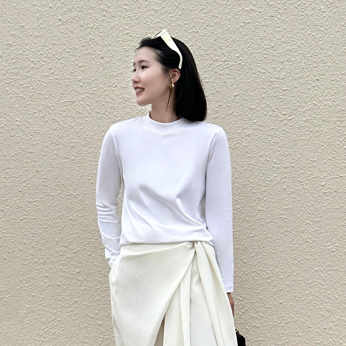 Women s Pure Cotton Long Sleeve T-Shirt, Straight Shoulders, Semi-High Neck, Back Seam, Solid Color Autumn/Spring Top S, recommended 75-100 jin білий
Women s Pure Cotton Long Sleeve T-Shirt, Straight Shoulders, Semi-High Neck, Back Seam, Solid Color Autumn/Spring Top S, recommended 75-100 jin білий