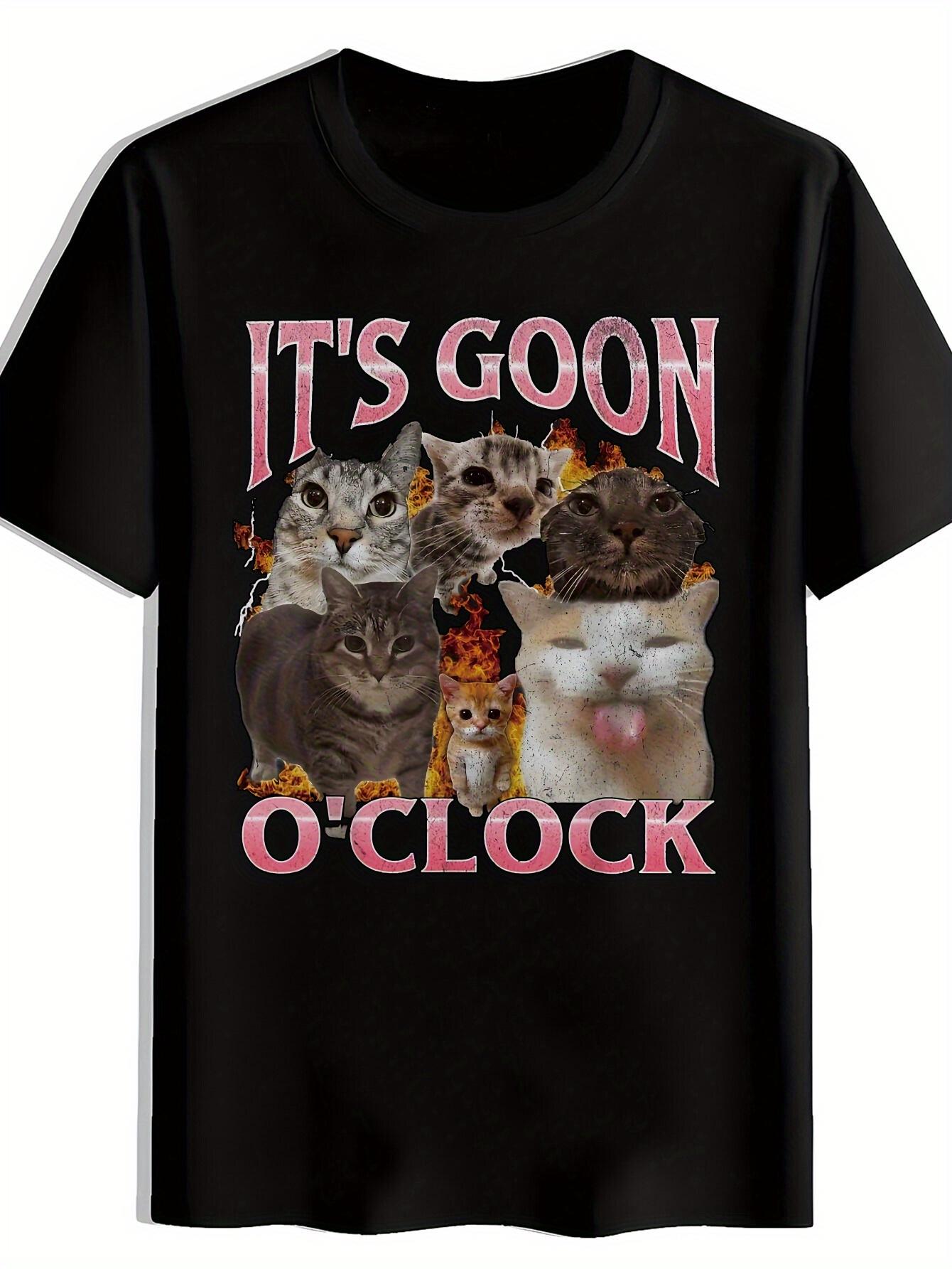Funny Cat Graphic T-shirt with IT s GOON O CLOCK Slogan - Black Casual Short Sleeve Round Neck Summer Tee XL
Funny Cat Graphic T-shirt with IT s GOON O CLOCK Slogan - Black Casual Short Sleeve Round Neck Summer Tee XL