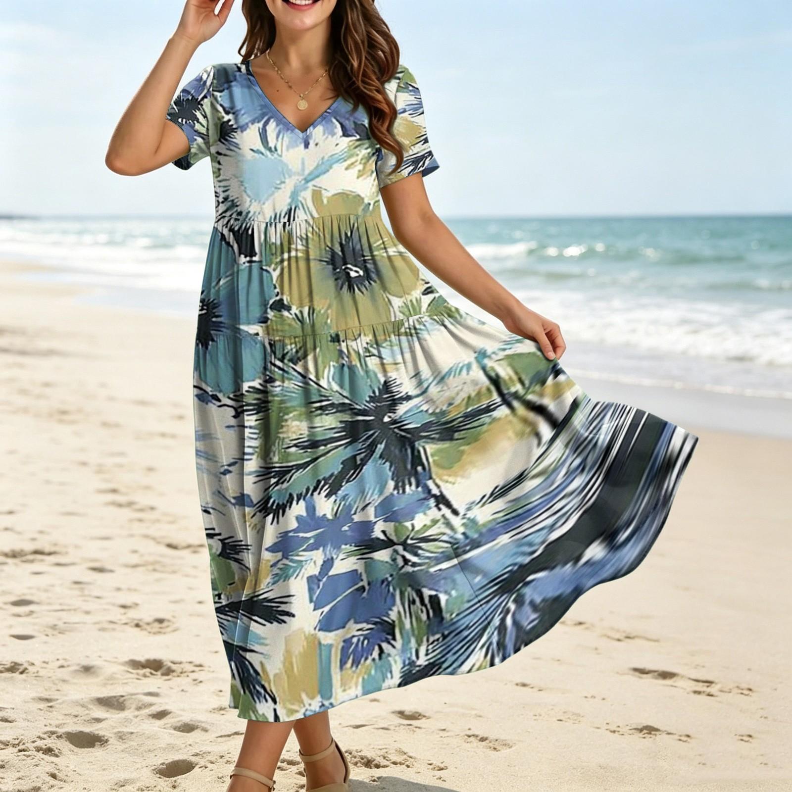 Women Casual Loose Bohemian Floral Dress Short Sleeve Long Maxi Summer Beach Swing Dress XL жовтий
Women Casual Loose Bohemian Floral Dress Short Sleeve Long Maxi Summer Beach Swing Dress XL жовтий