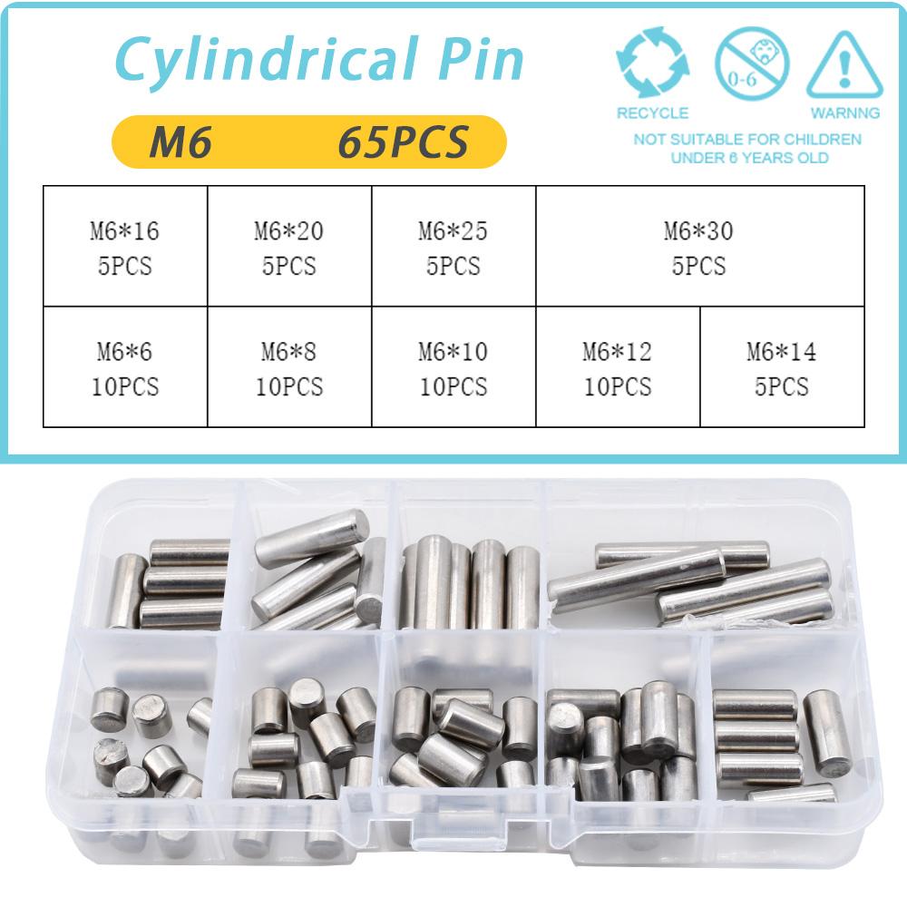 304 Stainless Steel Cylindrical Pin M1 M1.5 M2 M2.5 M3 M4 M5 M6 Shaft Solid Fixed Metal Rod Positioning Pin Fixed Lock Pin kit M6(65PCS)
304 Stainless Steel Cylindrical Pin M1 M1.5 M2 M2.5 M3 M4 M5 M6 Shaft Solid Fixed Metal Rod Positioning Pin Fixed Lock Pin kit M6(65PCS)