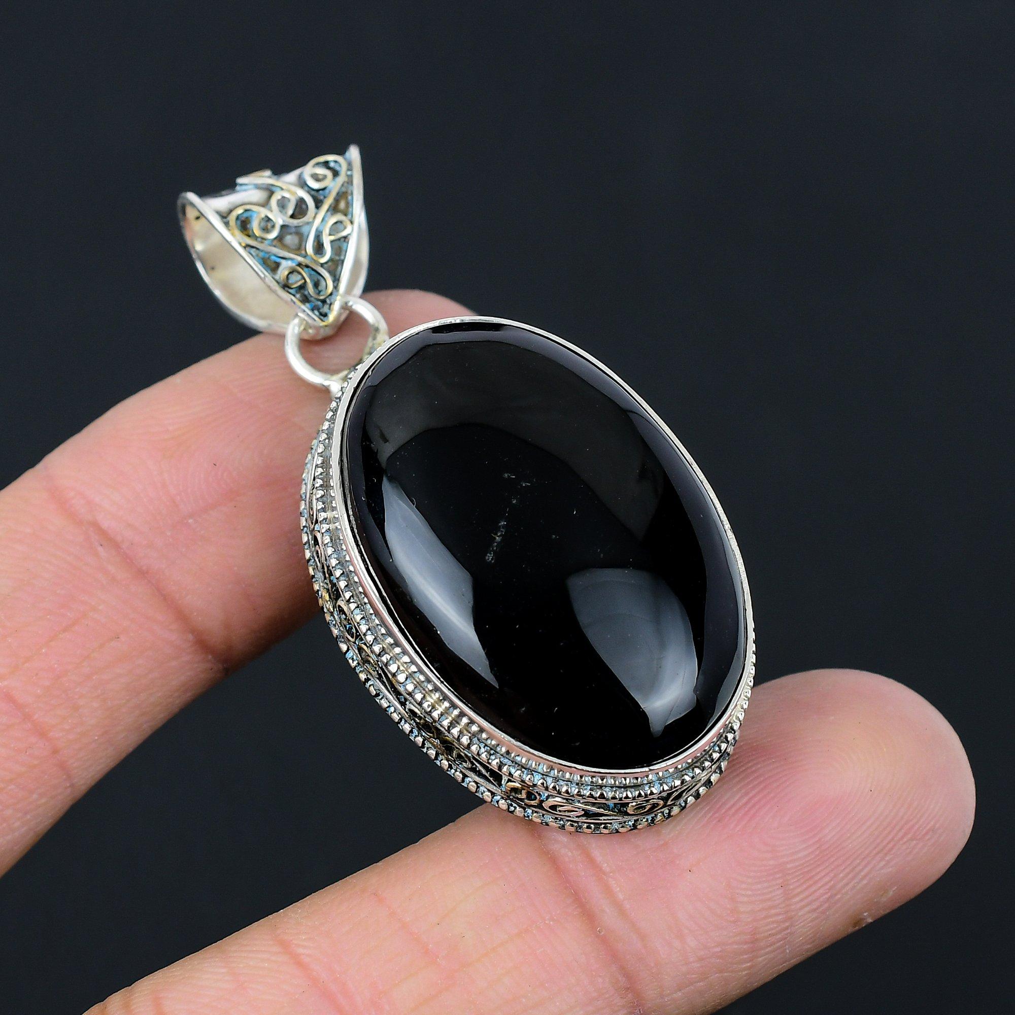 Daughters Day Sale 925 Sterling Silver Oval Natural Black Onyx Pendant Jewelry
Daughters Day Sale 925 Sterling Silver Oval Natural Black Onyx Pendant Jewelry