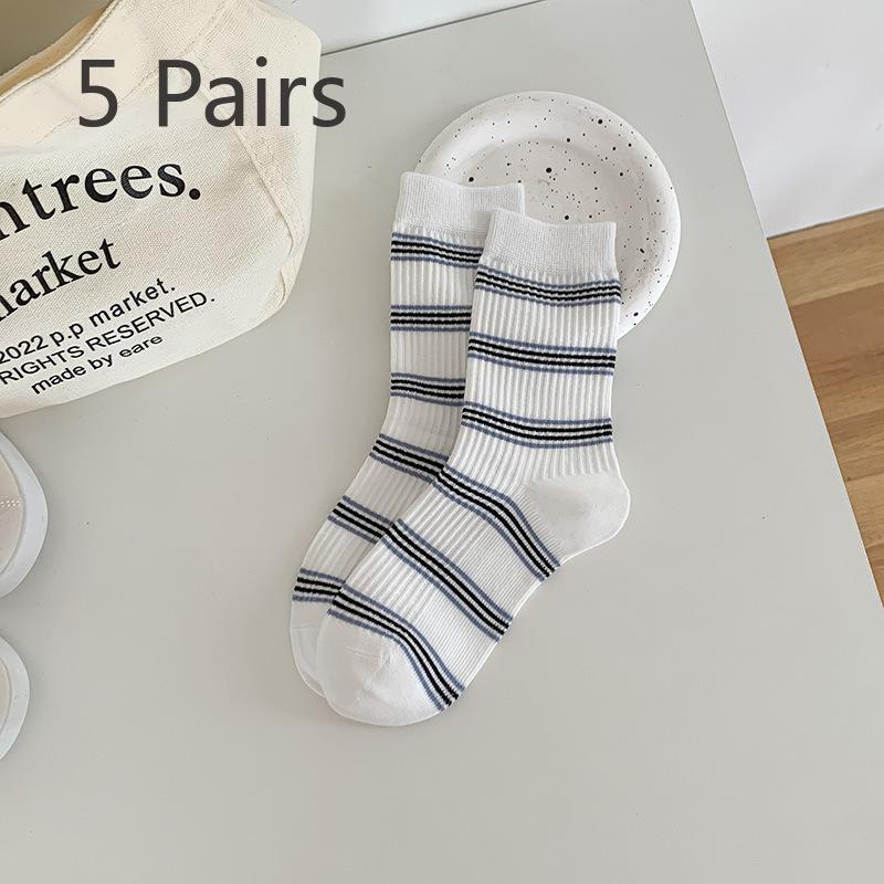 5 Pairs of Striped Socks - Fall Simple Color-patterned Mid-calf Socks, Fashionable and Versatile, Without Bones, Pile-style Socks 5 pairs білий
5 Pairs of Striped Socks - Fall Simple Color-patterned Mid-calf Socks, Fashionable and Versatile, Without Bones, Pile-style Socks 5 pairs білий