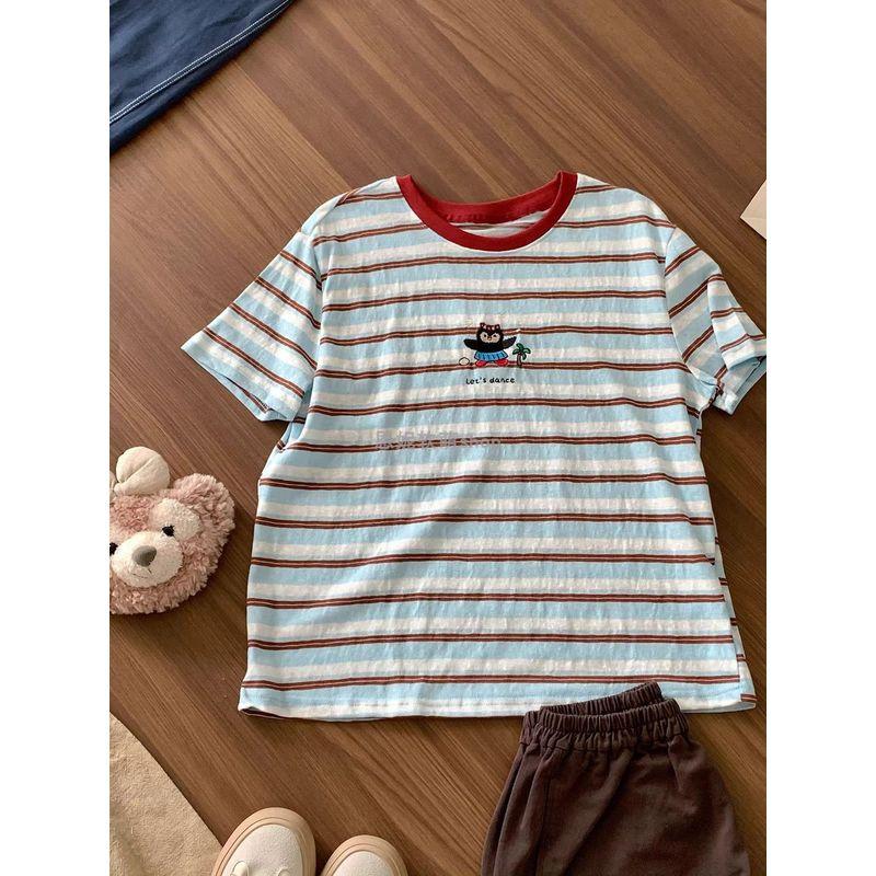 Station Plus Size 120.00kg Stripes Embroidery Sweet Short-Sleeved T-shirt Women s Summer Loose Slim Looking All-Matching Youthful-Looking Tops Blue Stripes M (Recommended 40kg-55kg)
Station Plus Size 120.00kg Stripes Embroidery Sweet Short-Sleeved T-shirt Women s Summer Loose Slim Looking All-Matching Youthful-Looking Tops Blue Stripes M (Recommended 40kg-55kg)