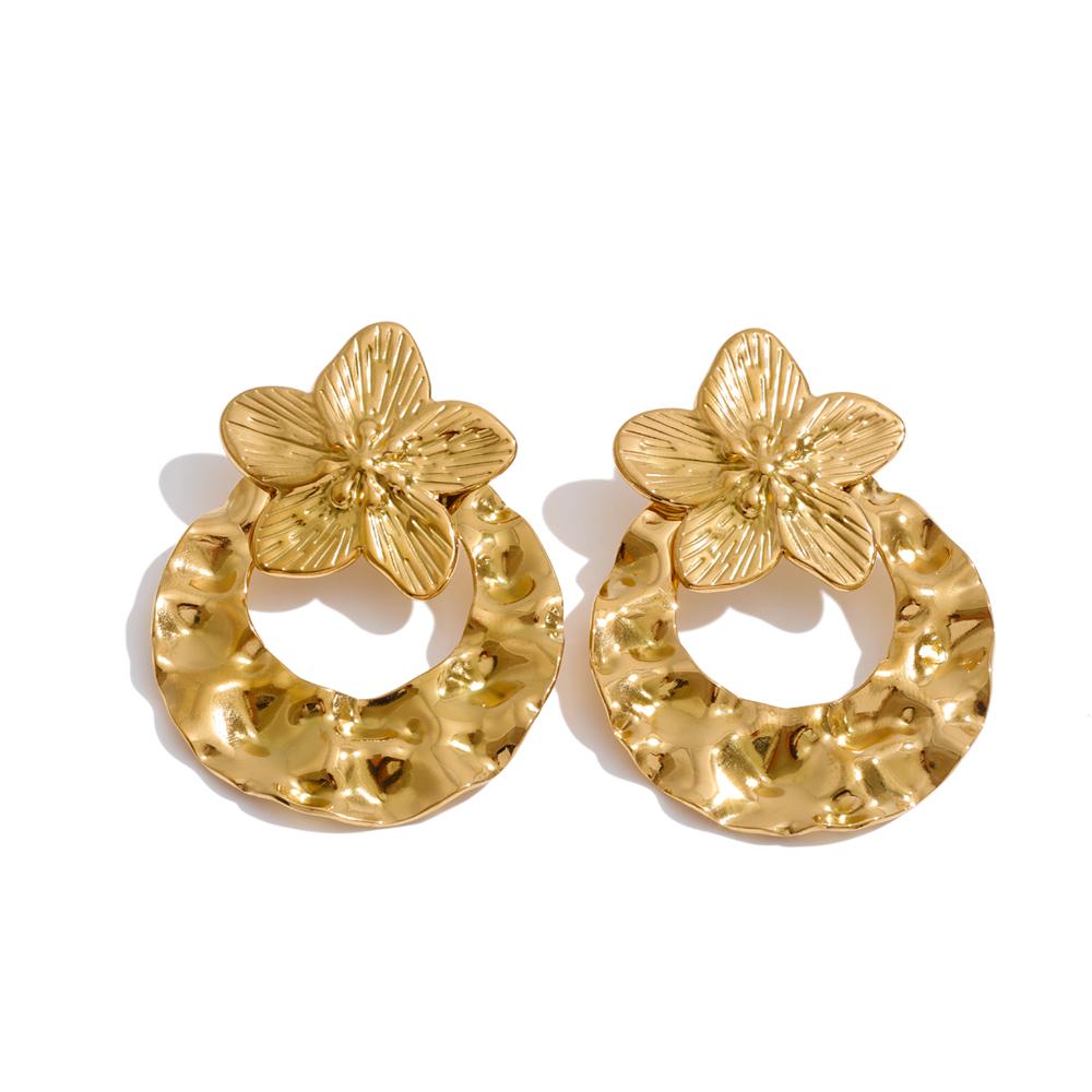 Yhpup Stainless Steel Hammer Metal Flower Stud Earrings Anti Allergic 18K PVD Plated Stylish Daily Wear Jewelry Waterproof
Yhpup Stainless Steel Hammer Metal Flower Stud Earrings Anti Allergic 18K PVD Plated Stylish Daily Wear Jewelry Waterproof