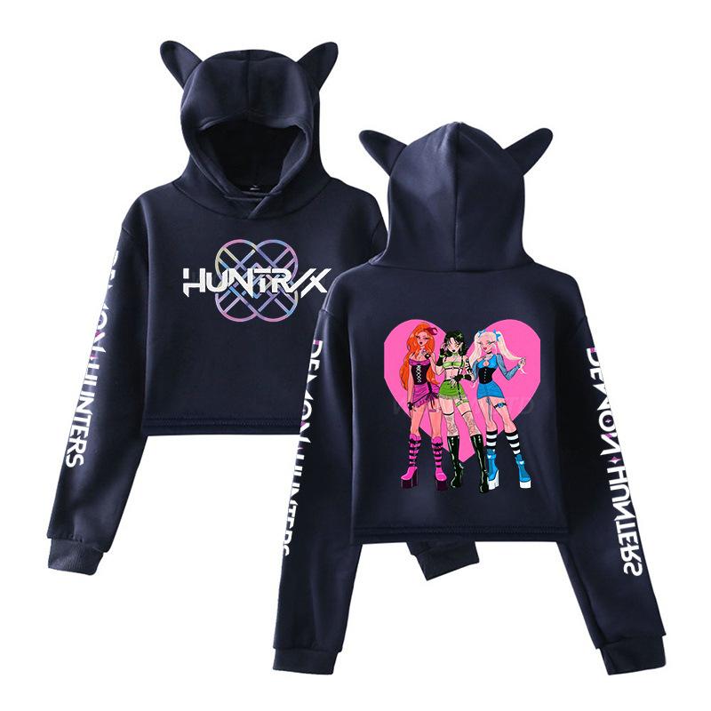 KPop Demon Hunters Crop Tops Cat Ears Sweatshirt Long Sleeve Girls Women Fashion Hoodie XS темно-синього кольору
KPop Demon Hunters Crop Tops Cat Ears Sweatshirt Long Sleeve Girls Women Fashion Hoodie XS темно-синього кольору