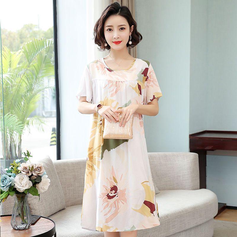 Пижамное платье, женское летнее длинное платье с короткими рукавами, пижамное платье из искусственного хлопка для мамы 4XL
Пижамное платье, женское летнее длинное платье с короткими рукавами, пижамное платье из искусственного хлопка для мамы 4XL