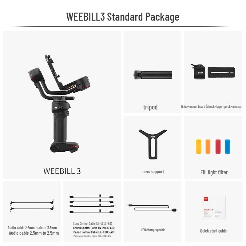 Zhiyun WEEBILL 3 Full-Frame Handheld Camera Gimbal Stabilizer
Zhiyun WEEBILL 3 Full-Frame Handheld Camera Gimbal Stabilizer