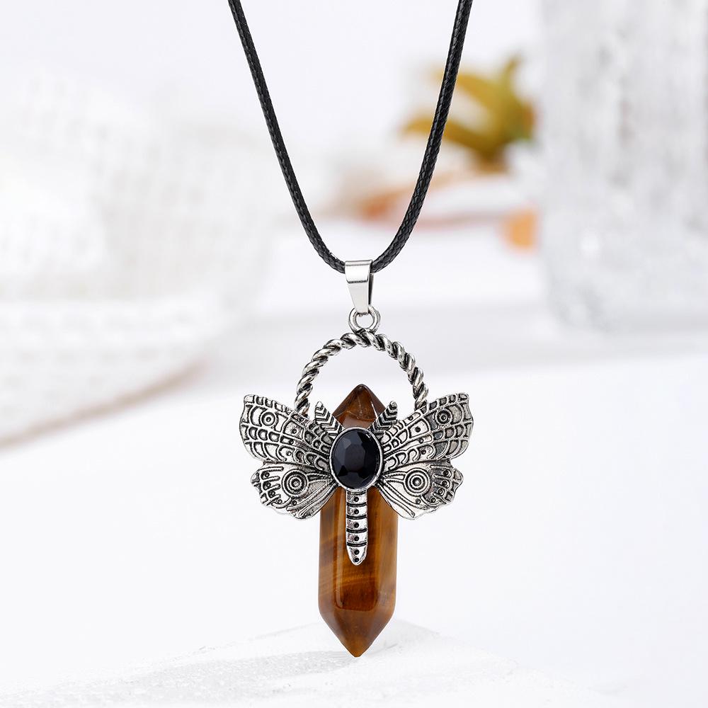 Natural Crystal Amethyst Dragonfly Pendant Necklace - Hexagonal Bohemian Jewelry
Natural Crystal Amethyst Dragonfly Pendant Necklace - Hexagonal Bohemian Jewelry
