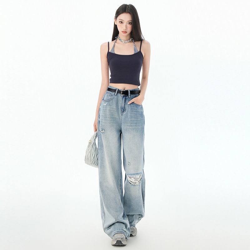 Lace Ripped Wide-leg Jeans for Women In Summer New Slim American Retro Floor Straight Loose Pants XS
Lace Ripped Wide-leg Jeans for Women In Summer New Slim American Retro Floor Straight Loose Pants XS