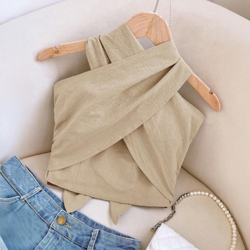 Women Solid Cross Wrap Halter Top Sleeveless Casual Beach And Daily Wear S хакі
Women Solid Cross Wrap Halter Top Sleeveless Casual Beach And Daily Wear S хакі