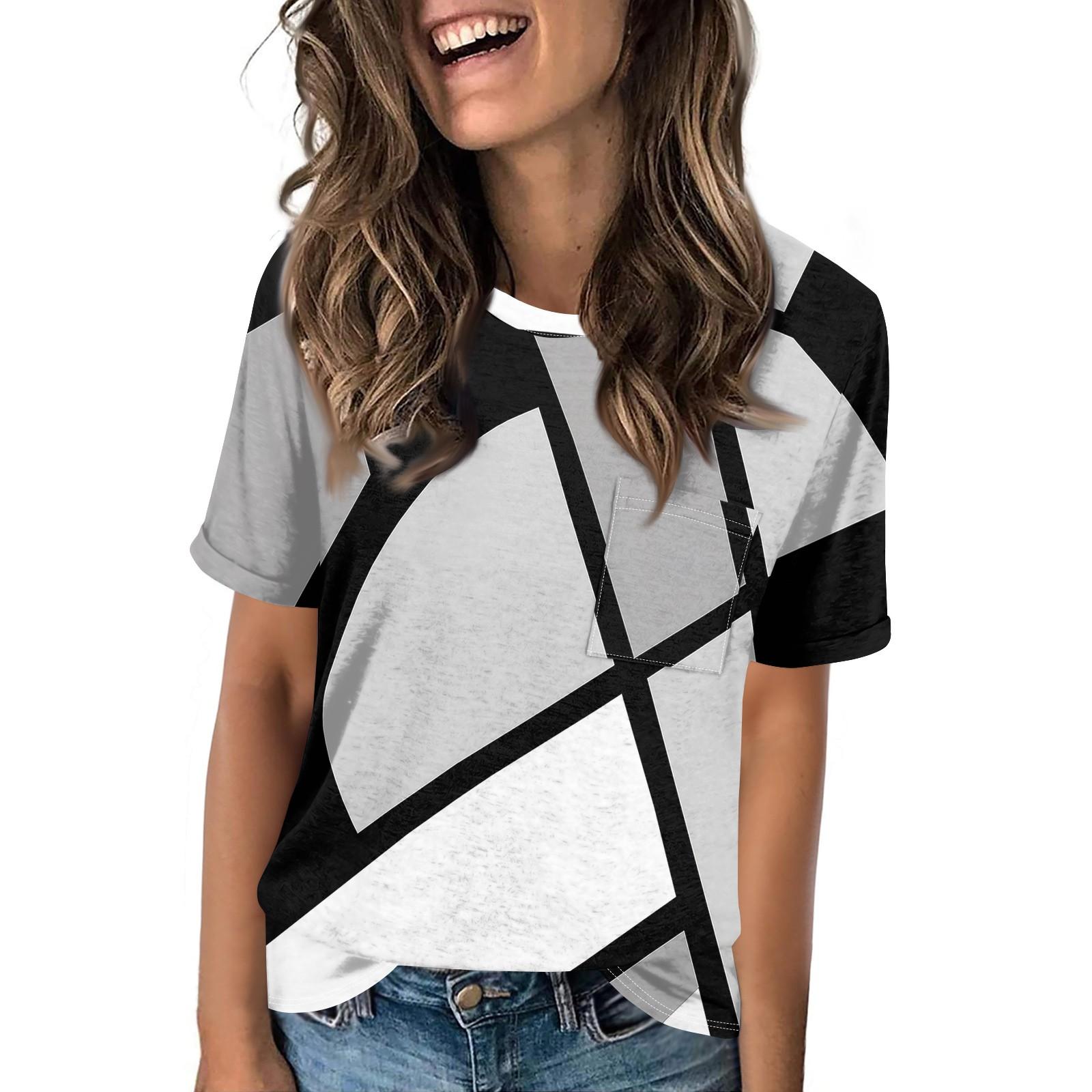Women s Pocket Vintage Stitching Print Summer Short Sleeve Round Neck Casual Loose T-shirt Top S чорний
Women s Pocket Vintage Stitching Print Summer Short Sleeve Round Neck Casual Loose T-shirt Top S чорний