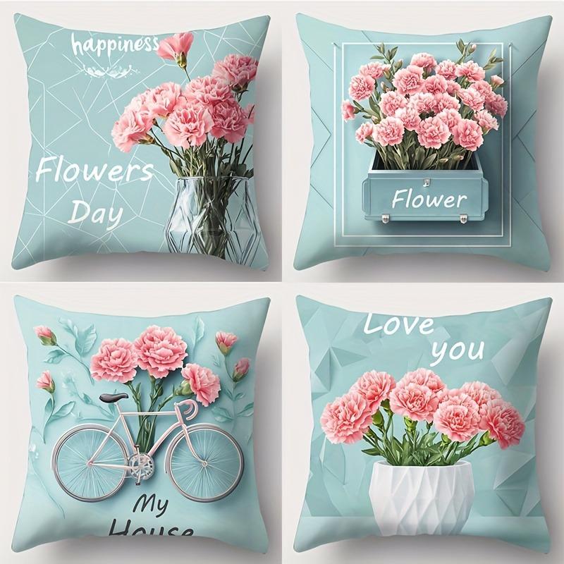 Sweet Pink Carnation Pillowcase - Love You & Bicycle Print Pillow Cover for Sofa Bedroom Living Room 4PC-45x45cm
Sweet Pink Carnation Pillowcase - Love You & Bicycle Print Pillow Cover for Sofa Bedroom Living Room 4PC-45x45cm