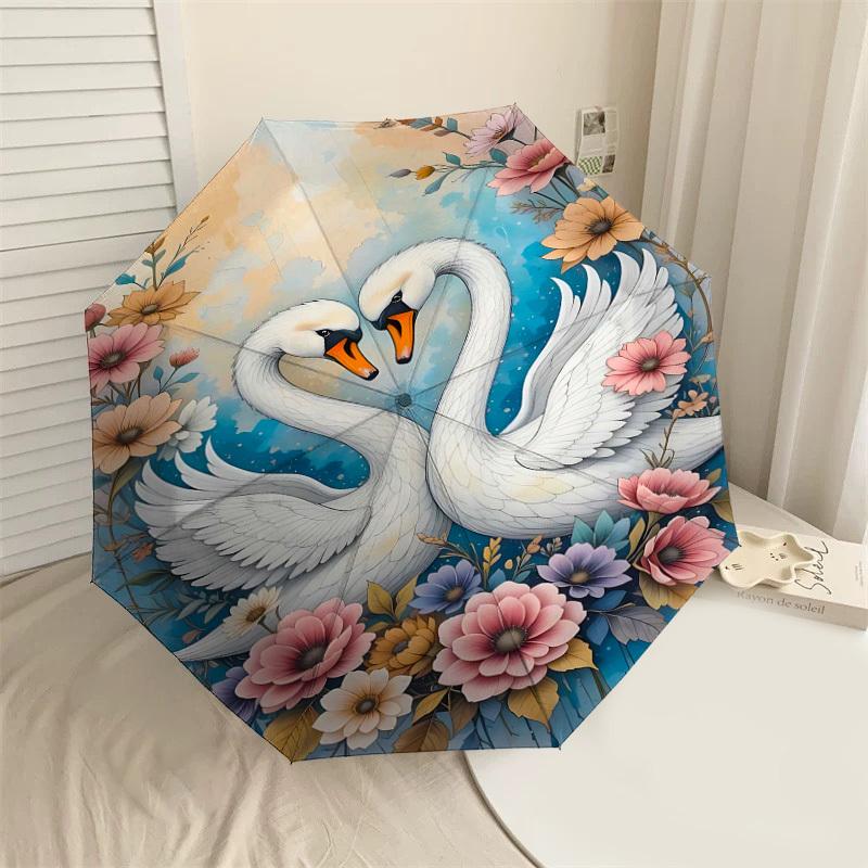 1pc Swans Flowers Automatic Open/Close Umbrella Compact Folding Umbrella with 8-Rib Shaft for Women/Men, Elegant Birthday1134S
1pc Swans Flowers Automatic Open/Close Umbrella Compact Folding Umbrella with 8-Rib Shaft for Women/Men, Elegant Birthday1134S