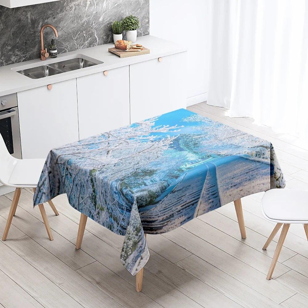 Зимняя снежная скатерть, красивая, необрастающая, водонепроницаемая, прямоугольная, кухонный стол, украшение для дома 40x70cm