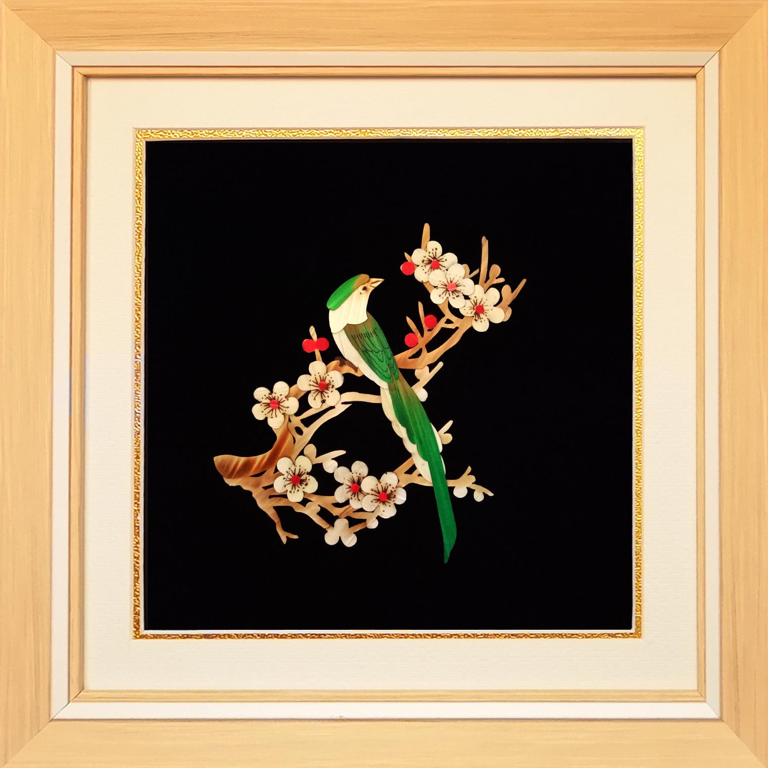 Ручная роспись соломы, соломенная трость, горячая роспись, сливовый зимородок 25cm*25cm*2cm