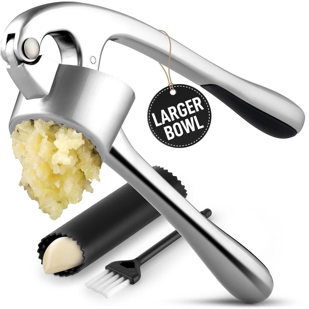 Garlic Crusher, Kitchen Large Premium Garlic Press Set Stainless Steel Bigger Bowl & Rust Proof Safe Garlic Mincer Tool
Garlic Crusher, Kitchen Large Premium Garlic Press Set Stainless Steel Bigger Bowl & Rust Proof Safe Garlic Mincer Tool