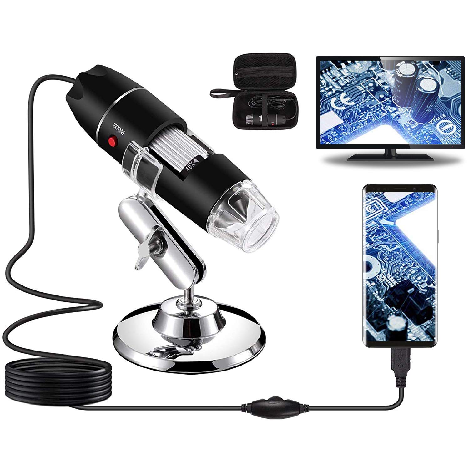 Bysameyee USB Цифровий Мікроскоп 8 LED Збільшувальна Ендоскопічна Камера з Чохлом для Перенесення та Металевим Штативом Сумісний з Android Windows 7 8 10 Linux Mac чорний
Bysameyee USB Цифровий Мікроскоп 8 LED Збільшувальна Ендоскопічна Камера з Чохлом для Перенесення та Металевим Штативом Сумісний з Android Windows 7 8 10 Linux Mac чорний