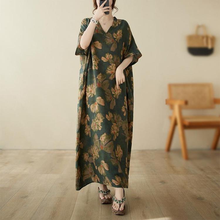 Women Summer Plus Size V-Neck Sundress Loose Oversize Maxi Dress Bohemian Floral Print Big Dress 9061 One Size
Women Summer Plus Size V-Neck Sundress Loose Oversize Maxi Dress Bohemian Floral Print Big Dress 9061 One Size