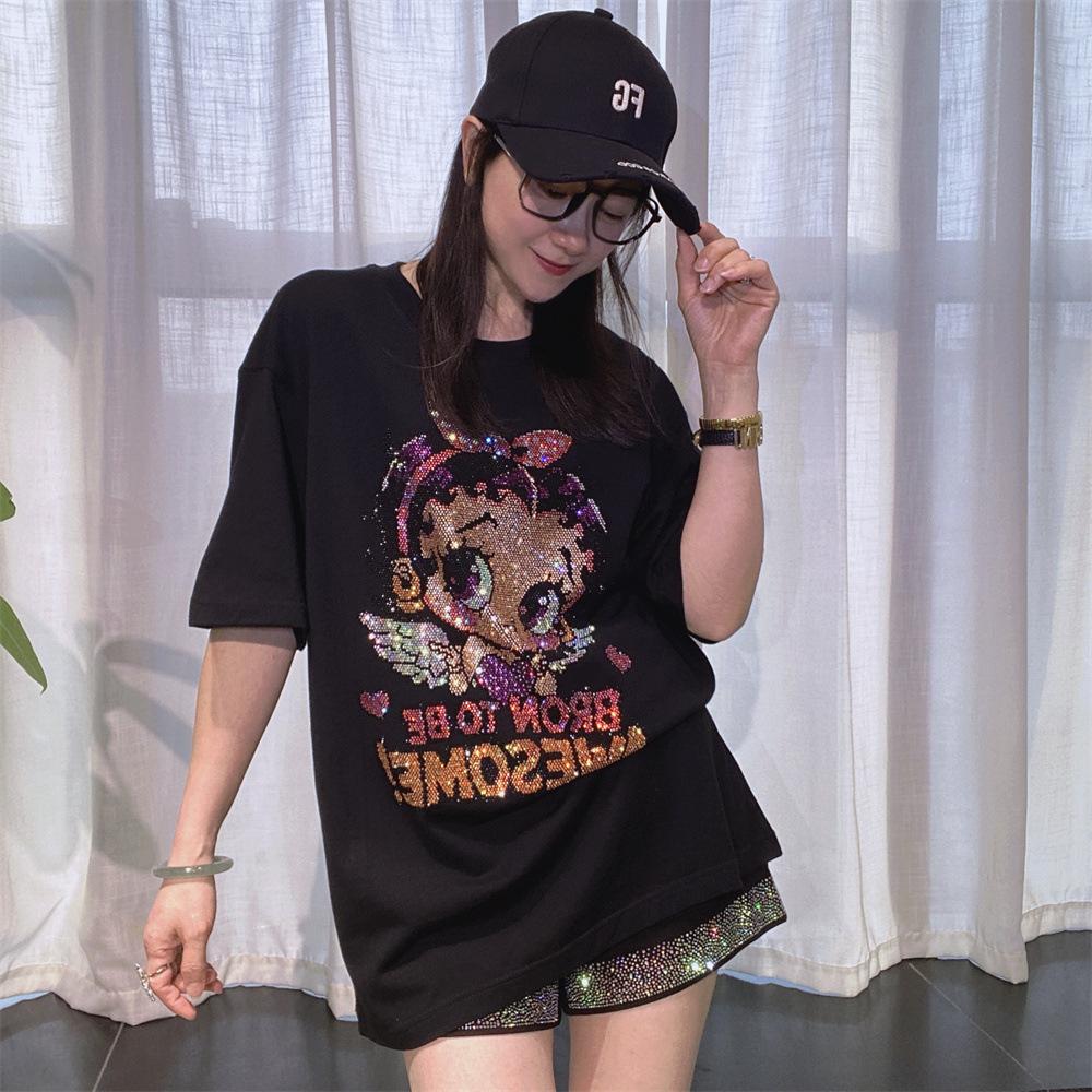 Plus Size Cartoon Girl Pattern Diamonds Short Sleeve Tees for Women Summer Clothing Thin Casual Loose O Neck T Shirt Knitwear XXXL(70kg-80kg)
Plus Size Cartoon Girl Pattern Diamonds Short Sleeve Tees for Women Summer Clothing Thin Casual Loose O Neck T Shirt Knitwear XXXL(70kg-80kg)