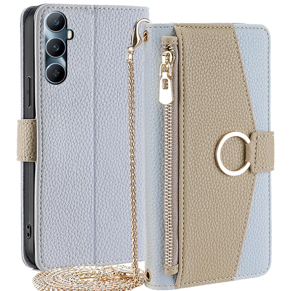 For Realme C65 4G Case PU Leather Zipper Purse Crossbody Phone Cover with Chain Lanyard Blue
For Realme C65 4G Case PU Leather Zipper Purse Crossbody Phone Cover with Chain Lanyard Blue
