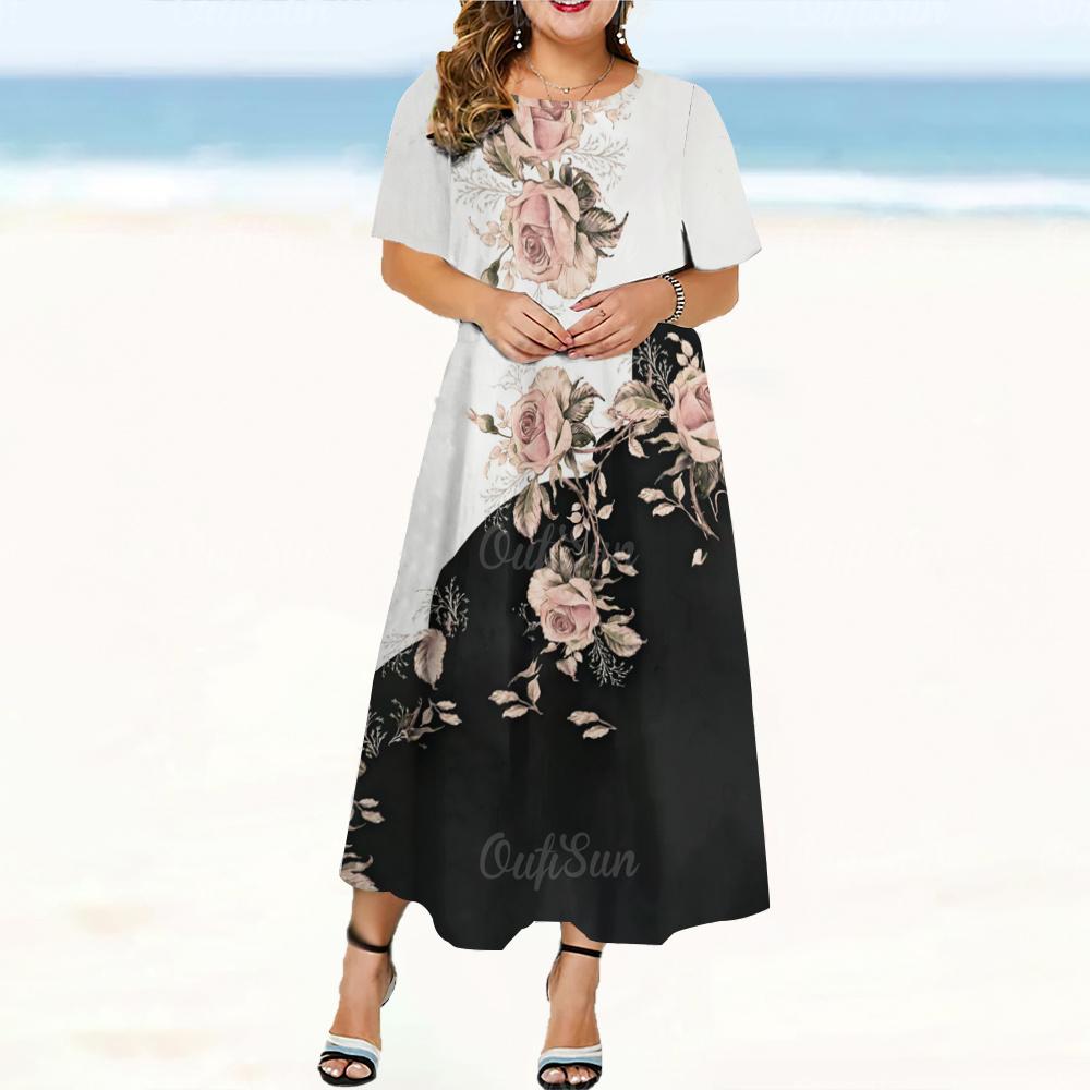 Elegant Fashions Womens Dresses Oversize Woman Dresses Clothing Round Neck Short Sleeves Long Dress Flowers Print Loose Pullover XXXL
Elegant Fashions Womens Dresses Oversize Woman Dresses Clothing Round Neck Short Sleeves Long Dress Flowers Print Loose Pullover XXXL