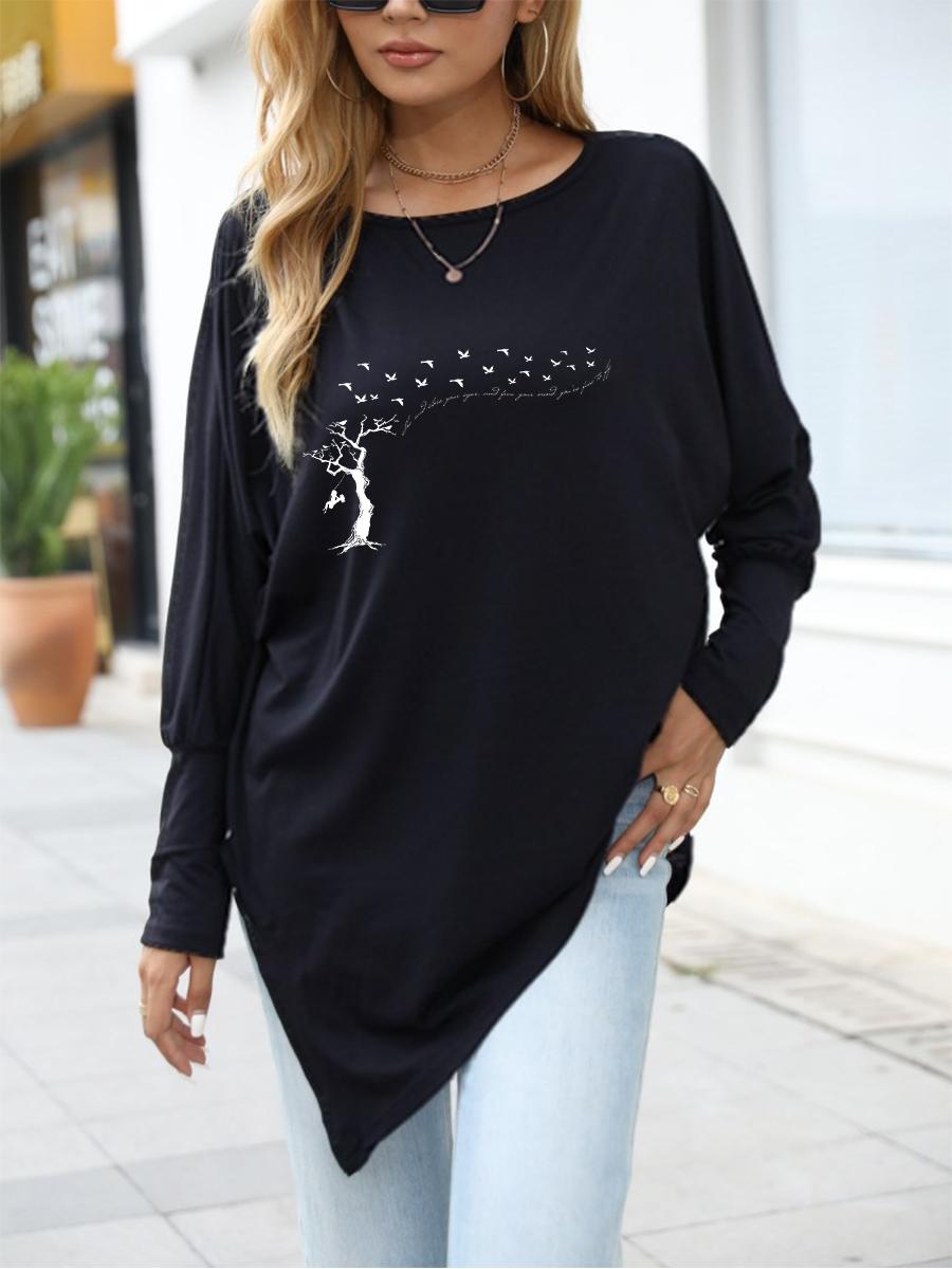 Female Fashion Printed Logn Sleeve Top Women s Oversize Long-Sleeve Spring/Fall Asymmetrical Hem T-Shirt S чёрный
Female Fashion Printed Logn Sleeve Top Women s Oversize Long-Sleeve Spring/Fall Asymmetrical Hem T-Shirt S чёрный