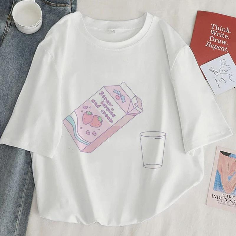 Adult and Childrens Strawberry Milk Box Soft Cute Y2K Harajuku Style Printed Pure Cotton Versatile TShirt 4XL
Adult and Childrens Strawberry Milk Box Soft Cute Y2K Harajuku Style Printed Pure Cotton Versatile TShirt 4XL