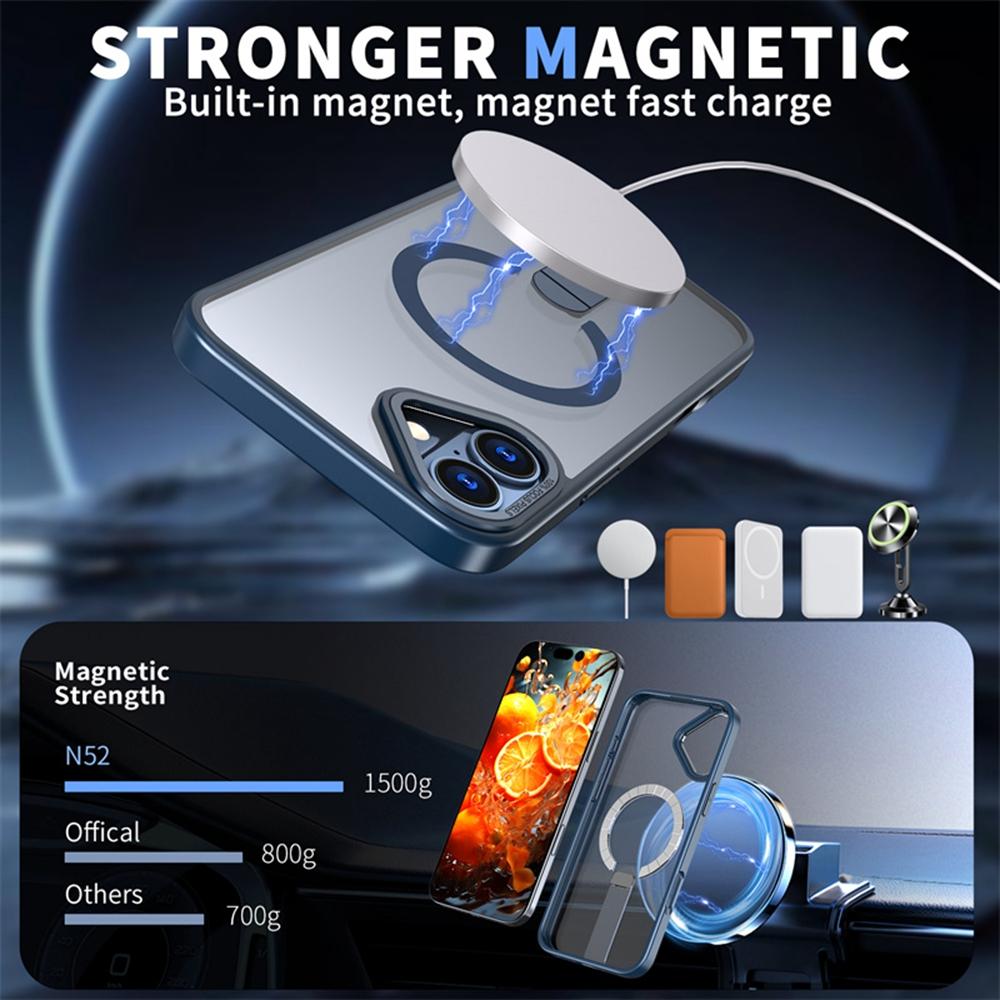 For iPhone 16 Plus Case Compatible with MagSafe Kickstand TPU+Acrylic Phone Cover Titanium Grey
For iPhone 16 Plus Case Compatible with MagSafe Kickstand TPU+Acrylic Phone Cover Titanium Grey