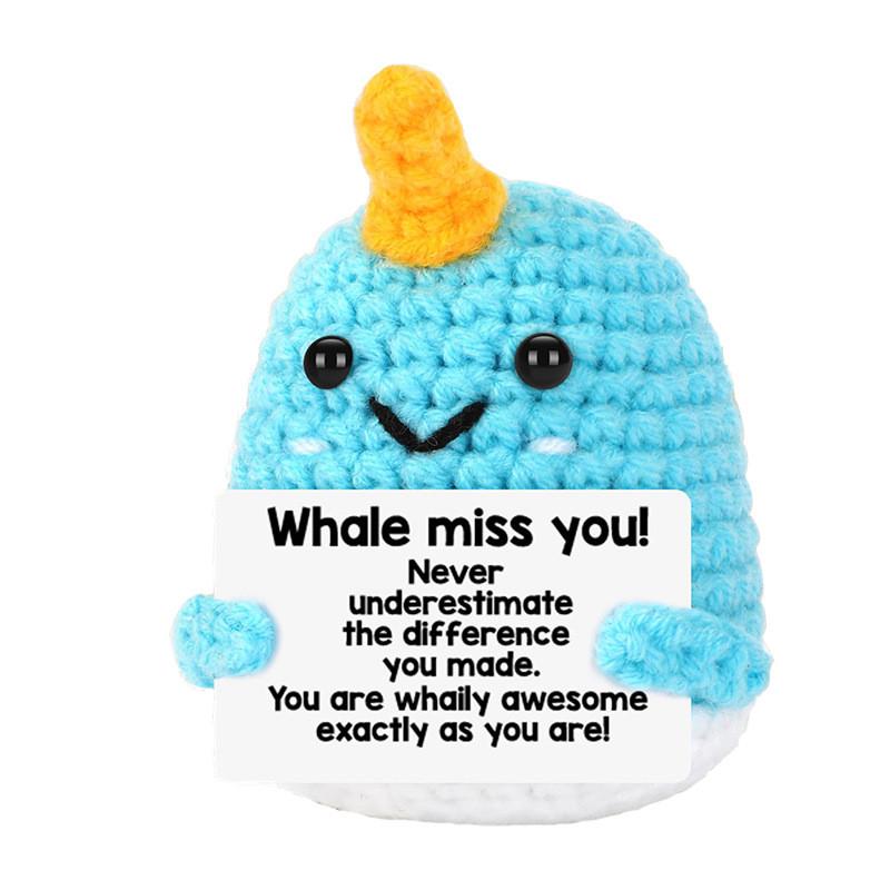 Blue Narwhal Positive Crochet Animals Doll With Card Desktop Ornament Emotional Support Handmade Knitted Cheer Up Toy
Blue Narwhal Positive Crochet Animals Doll With Card Desktop Ornament Emotional Support Handmade Knitted Cheer Up Toy