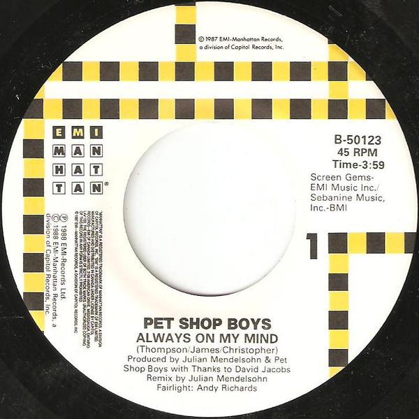 7-дюймовая пластинка PET SHOP BOYS - Always On My Mind B50123 EMI-Manhattan R 1988 Канада Танцевальная и Электронная Б/У
7-дюймовая пластинка PET SHOP BOYS - Always On My Mind B50123 EMI-Manhattan R 1988 Канада Танцевальная и Электронная Б/У